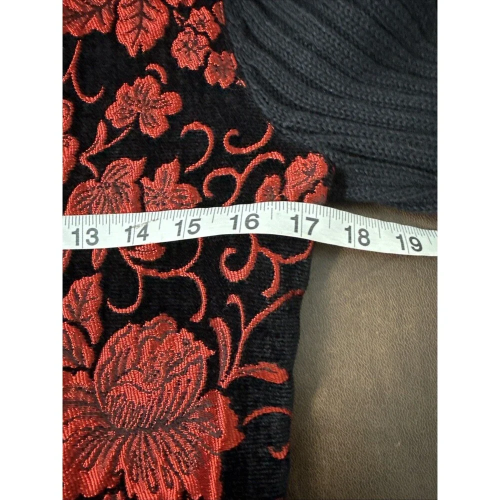CHRISTOPHER & BANKS Black Zip Cable Sweater w/ Bright Red 